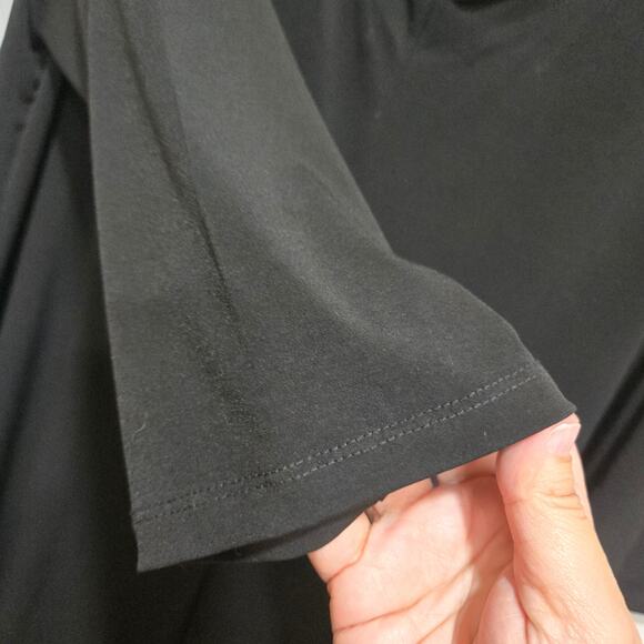 Chico’s 12/14 Black Knit Maxi Dress 3/4 Sleeve with Pockets - Picture 10 of 12